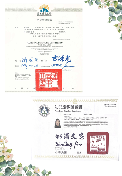 最高學歷:國立屏東大學幼兒教育學系